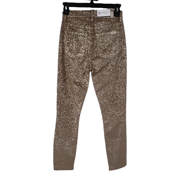 7 For All Mankind high waist ankle skinny jeans tan gold size 24 - Picture 4 of 7